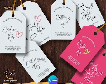 Custom Tag Canva Template Bundle, Editable Hang Tags 2x3.5, Printable Business Tags, QR Code Label, Minimal Wedding Tags, Fully Editable