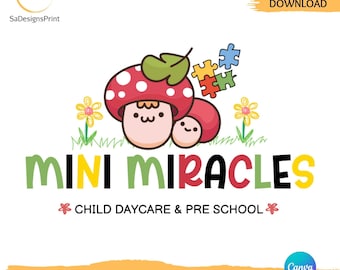 Editable Child care logo kids home daycare logo preschool logo, Baby Sitting Logo Playful Kids Logo Early Learning Center logo nursery logo