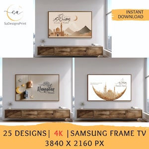 Ramadan Kareem Samsung Frame TV art bundle with 25 Islamic 4K digital wall art designs for Ramadan Mubarak home decor