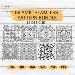 Islamic pattern seamless background pattern svg bundle Arabic pattern PNG for sublimation gift for muslims cut files cricut -12 designs