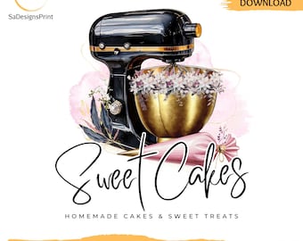 Bakery Logo Template Editable Canva, Custom Cake Shop Logo Design, Sweet Treats editable Logo, Pastry Business Logo, Home Baker Canva Logo