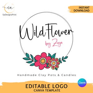 Editable crafts logo candle making logo premade floral logo crafting logo home crafts logo, paper crafts logo boutique logo floral frame