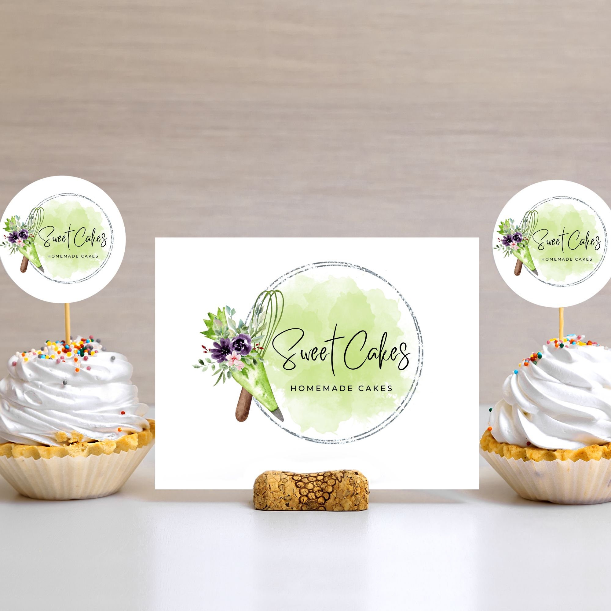 Editable Watercolor Baking Logo for Home Bakers DIY Bakery Logo for ...