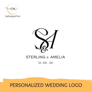 Customized Wedding couple Monogram Logo Personalized initials Wedding Logo Bride Groom Monogram Wedding Branding Couple names Monogram-AS002