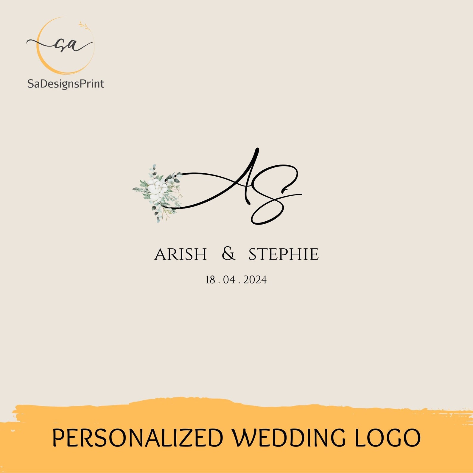 Custom Wedding Monogram Logo Couple Initials Logo Personalized Wedding ...