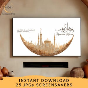 Ramadan Kareem Samsung Frame TV art bundle with 25 Islamic 4K digital wall art designs for Ramadan Mubarak home decor