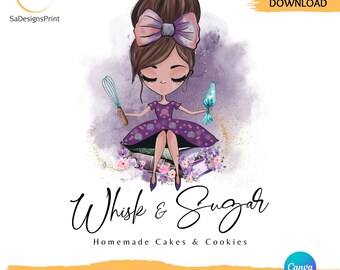 Editable Bakery Logo Canva Template Premade Logo for Bakers Baking Logo Template Cute Bakery Logo Baking Shop canva logo for baking business