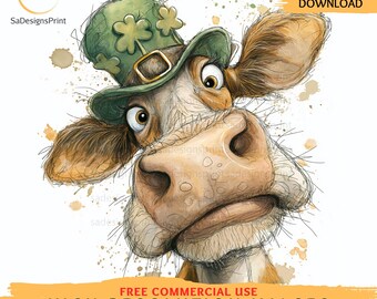 Funny Cow Clipart PNG | St. Patrick's Farm Animal Illustration (Digital Download)