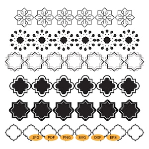 イスラムベクター svg バンドル、イスラムパターン要素 svg、幾何学的ベクターパターン、カットファイル Cricut