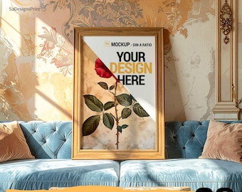 Vintage Frame Mockup PSD Classic Interior Frame mockup Blank vertical frame mockup Smart Object photoshop Mockup for wall art display