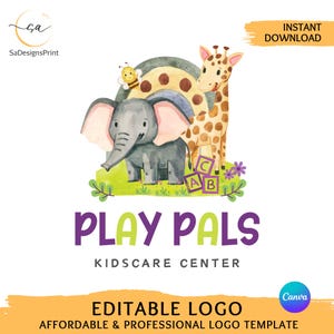 Editable daycare logo kids home daycare logo preschool logo editable text, fonts and colors nursery logo kindergarten logo childcare logo