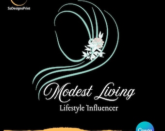 Edytowalny szablon logo Hidżabu na płótnie, logo wpływowego muzułmanina, skromne logo sklepu odzieżowego, projekt logo, logo blogera