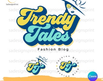 Funky Groovy retro logo Editable groovy text Logo boutique logo DIY trendy Logo Design 3 variations fashion Logo glam logo canva template