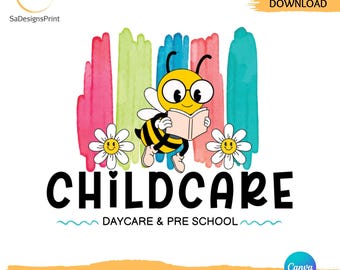 Watercolor brushstroke editable Childcare logo kids home daycare logo preschool logo Baby Sitting Logo Playful Kids Logo nursery logo