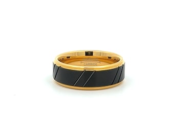 Men's Wedding Band | Tungsten Ring | Affordable Band |Anniversary |Engagement |Carbide |On Sale | Free Engraving | For Men | Yellow | Black