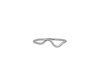 Sterling Silver Wavy Ring Band - Minimalist Stacking Ring