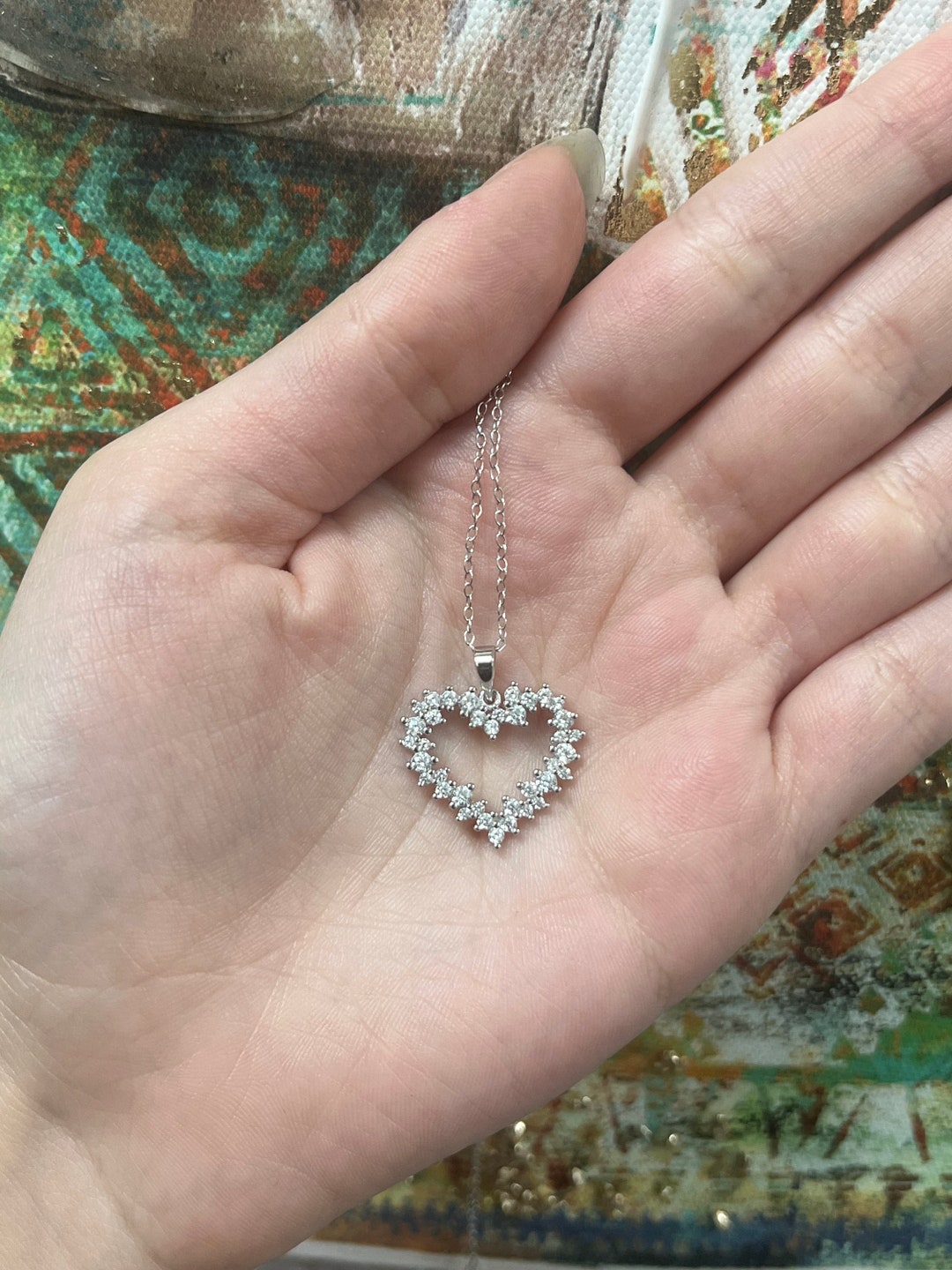 TATIANA☆[SILVER925] Witty Cubic Heart Necklace Amazon.com: 925 Sterling Silver Girl's 16