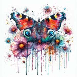 Butterfly Tattoo Digital Download, Floral Wings Design, Instant Printable Art for DIY Body Art & Scrapbooking