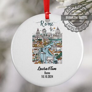 Rome, Italy, Ornament, Engagement, Married, Travel, Gift for Engaged Couple, Engagement Gift, Trip, Vacation Souvenir