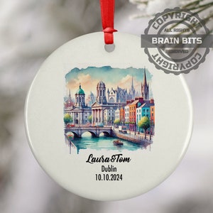 Dublin, Ireland, Ornament, Engagement, Married, Travel, Gift for Engaged Couple, Engagement Gift, Trip, Vacation Souvenir