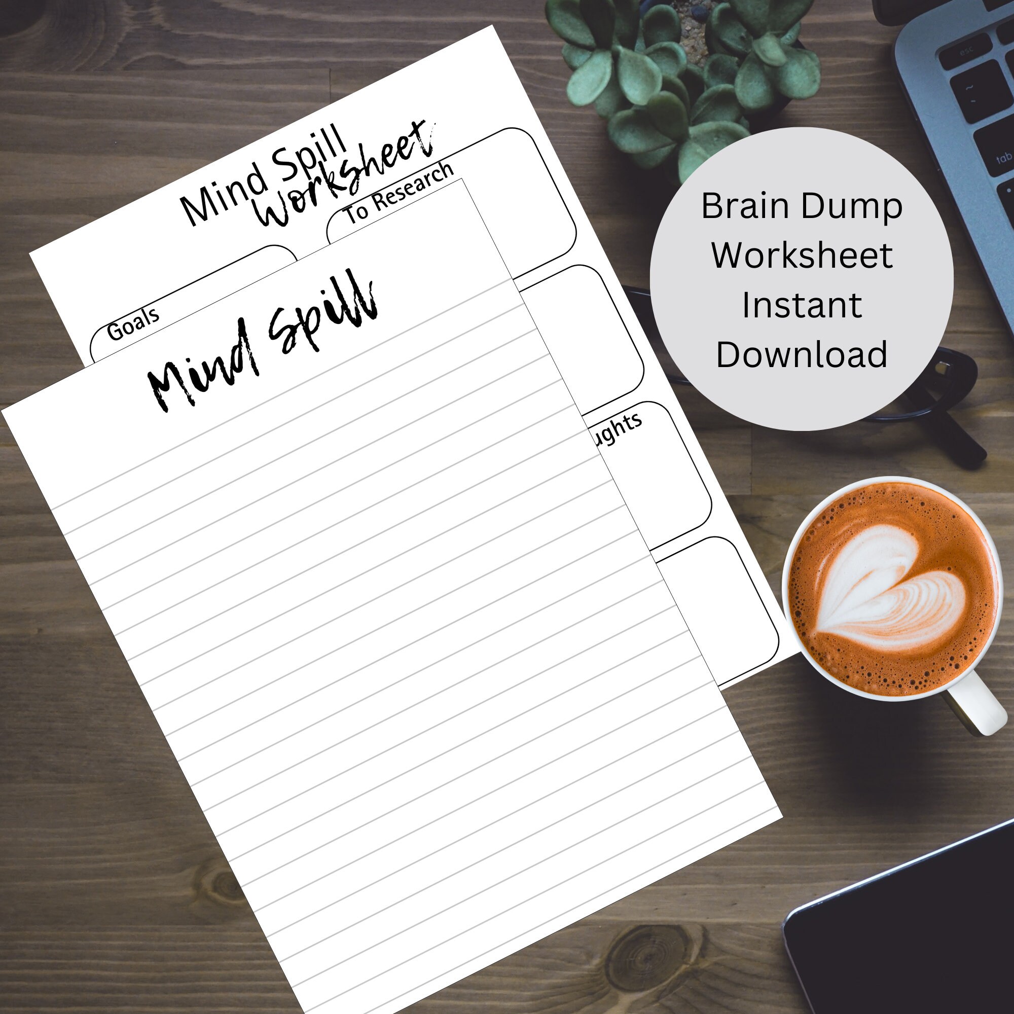 Brain Dump Printable, Brain Dump Worksheet, Braindump Journal, Mind ...