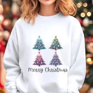 Christmas Tree Sweatshirt, Holiday Crewneck Jumper, Festive Xmas Pullover, Holiday Tree Design for Festive Celebrations