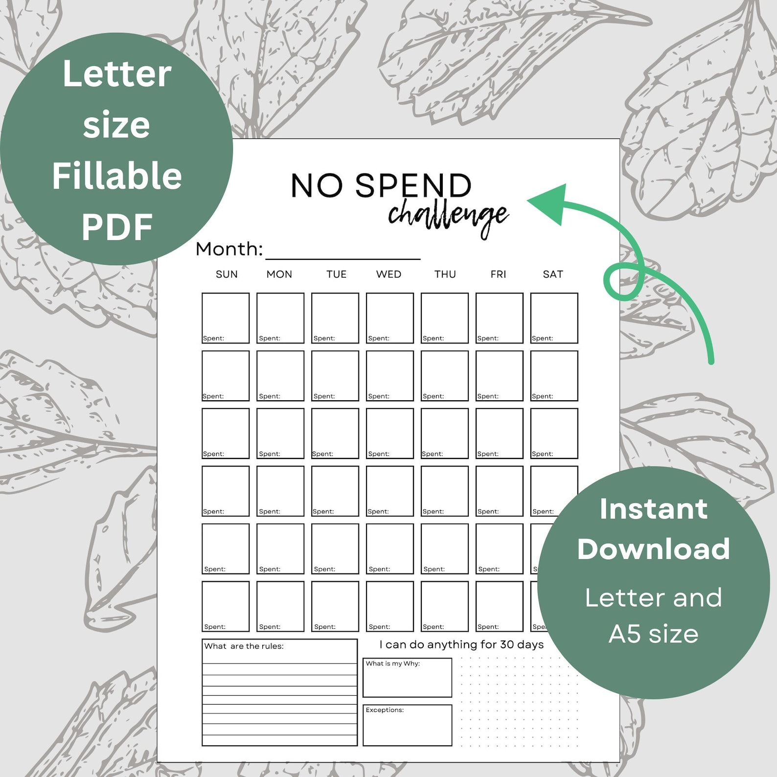 No Spend Challenge Printable 30 - Il 1588xN.5868605216 D8jn 