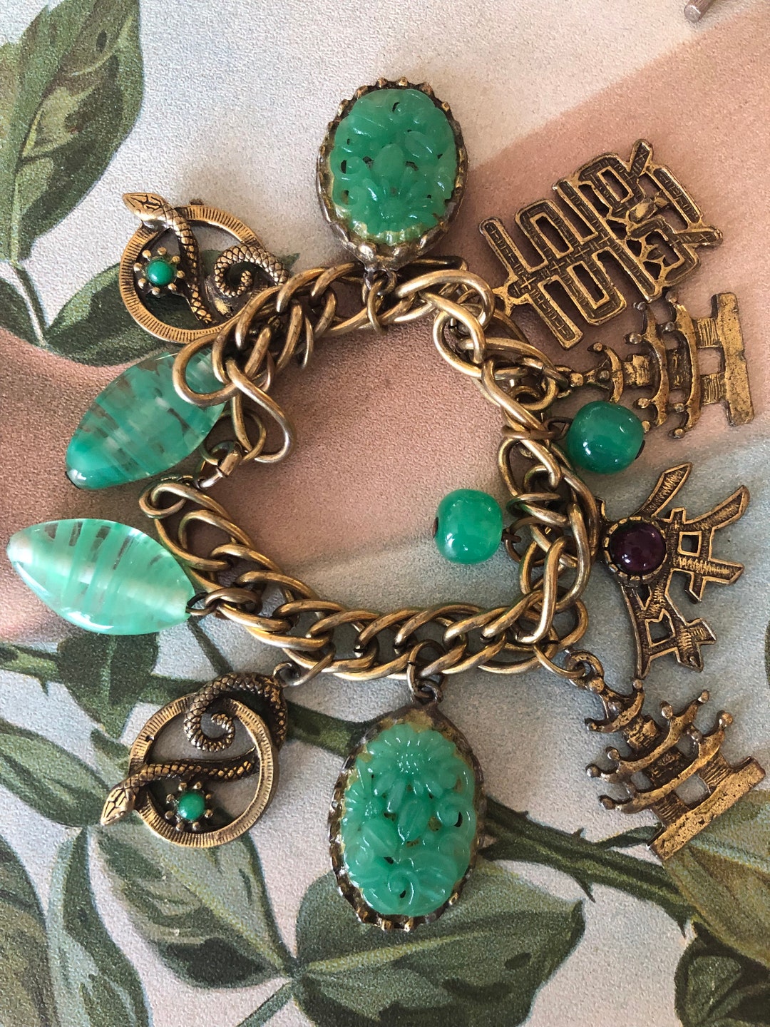 Givenchy Sparkly Gold-Plated Asian Charm Bracelet