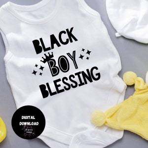 Black Boy Blessing Playful Crowned Boy SVG PNG PDF for Baby, Toddler and Grade School Age Boys - Positive Quote for Black Boys Design