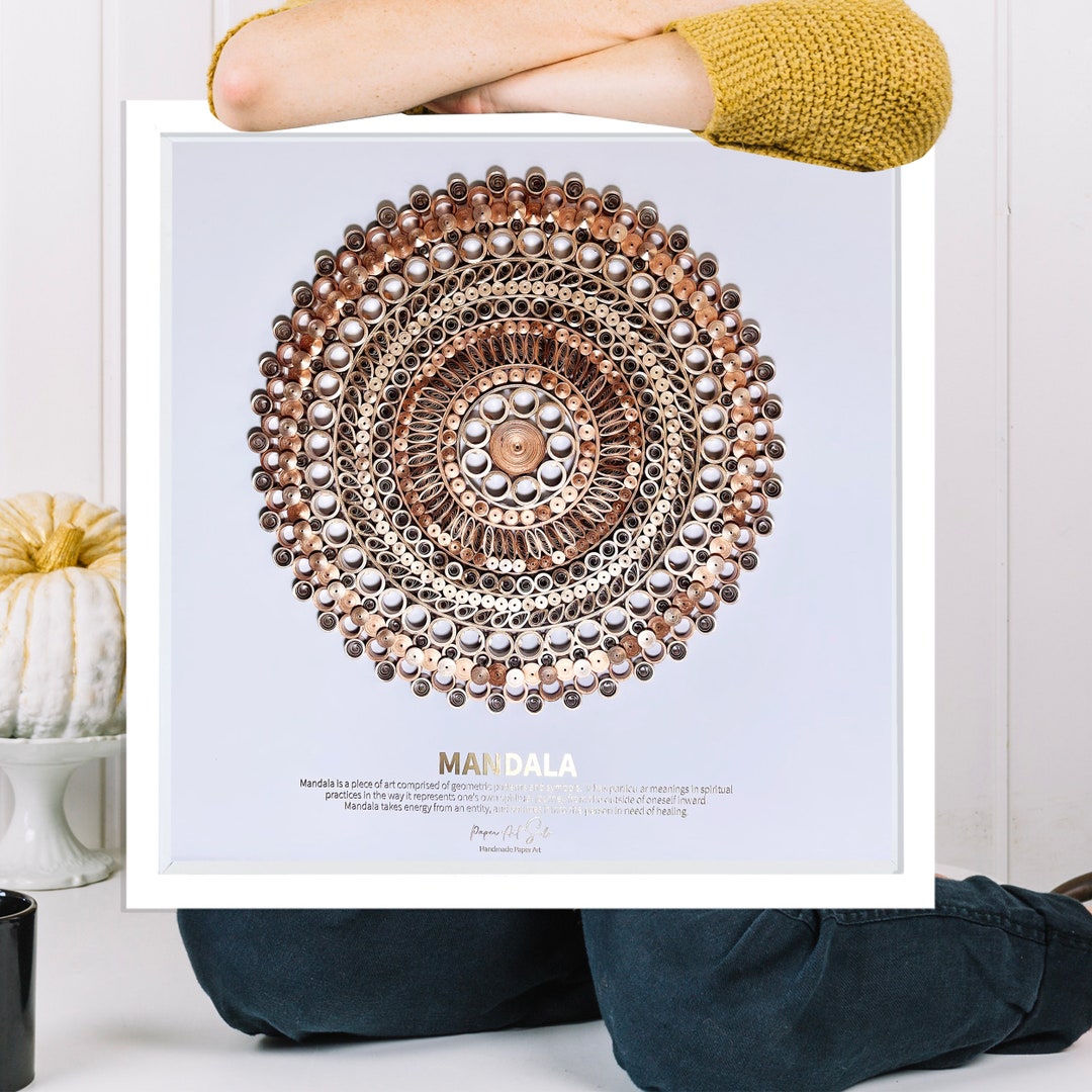 Paper Art Mandala big w. Glass Plate Frame Etsy