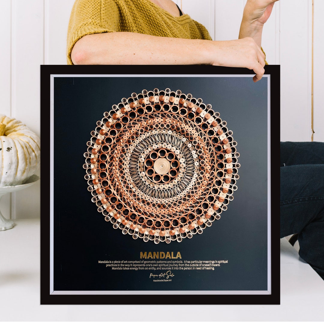 Paper Art Mandala big w. Glass Plate Frame Etsy Australia