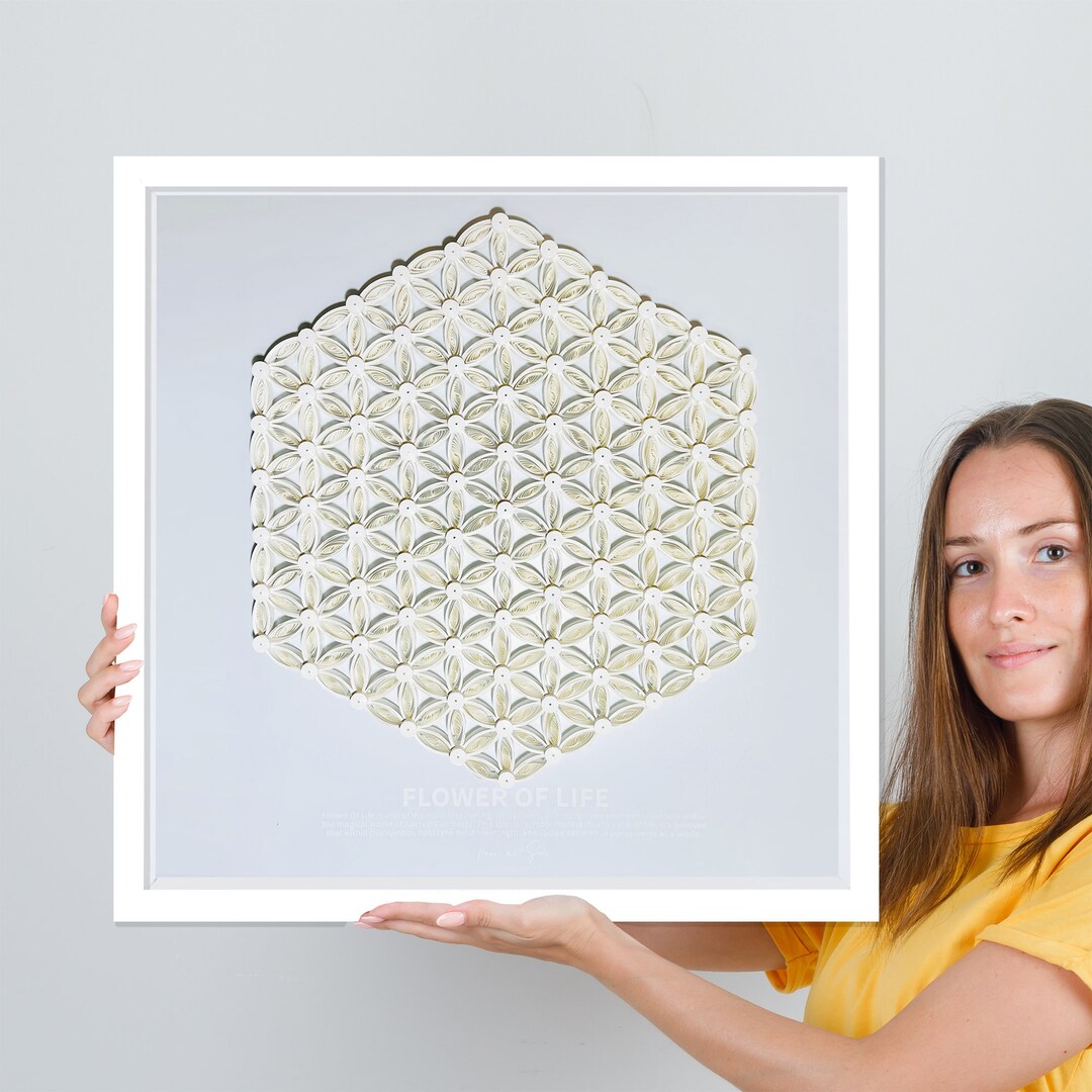 Paper Art Flower of Life big w. Glass Plate Frame Etsy