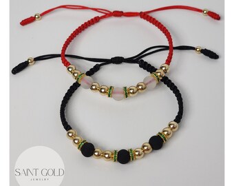 Handmade 18K Gold Filled Beaded Bracelet: Adjustable Neoprene Ball