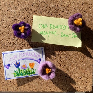 Needle-Felted Crocus Pushpins