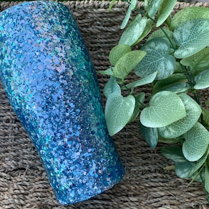 30 oz. Sky Blue Glitter Base Tumbler