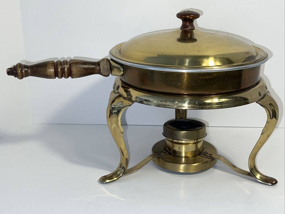 Vintage Copper/brass Chafing Dish/double Boiler/fondue Pot W/lid