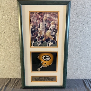 NFL BRETT FAVRE Autographed Picture Mini Helmet Shadow Box Green Bay 181 Of 1000