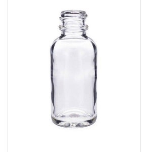 1 oz clear glass boston round bottle with 20-400 neck finish *bottle only No Cap