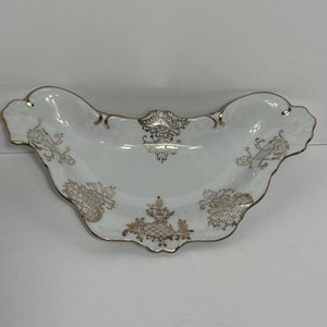 Andrea By Sadek Hand Painted Porcelain Crescent Moon Shape Trinket Dish Japan