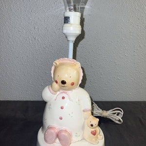 CHARPENTE CERAMIC TEDDY Bear In Pink with Teddy Lamp