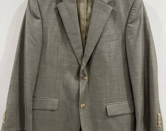 Ralph Lauren Męska marynarka Glen Plaid 40R Beżowa 2-guzikowa wełniana sportowa kurtka