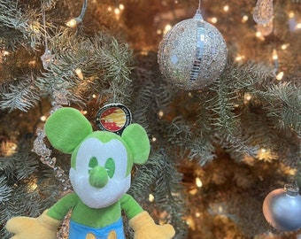 NY MED etiketter Disneyland sällsynt neongrön Musse Pigg plysch 25 cm