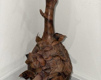 Läder Bonded massa dekorativ skulptur kärl kalebass