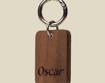 MCM Walnut Wood Dog Tag – Custom Engraved Pet ID