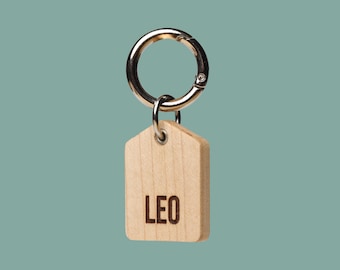 MCM Maple Dog Cat Wood Tag – Long House Shape, Custom Engraved Pet Name Tag