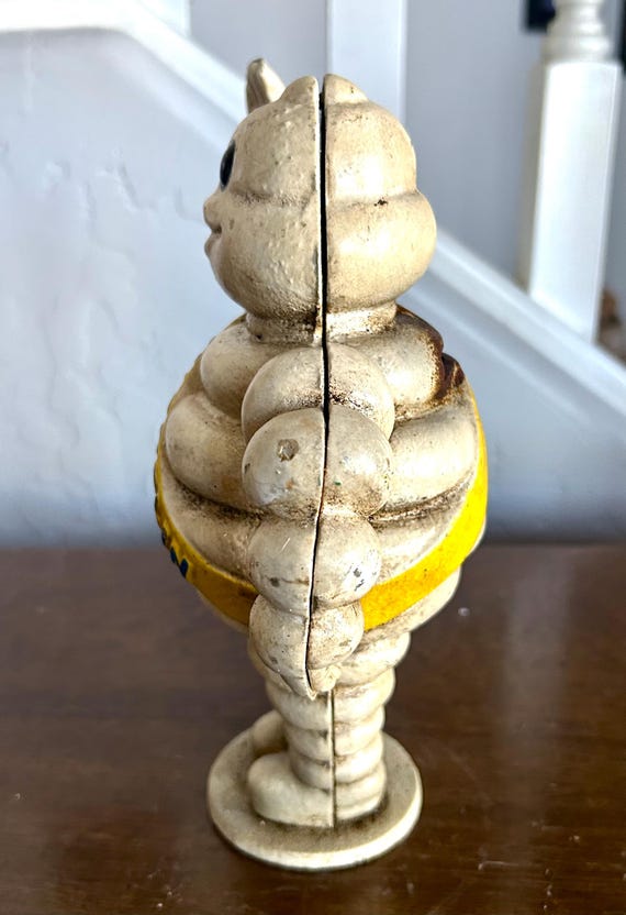 Vintage Style Cast Iron Michelin Man Bank Waving Bibendum Tire