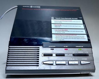 Vintage GE Answering Machine Dual Cassette 2-9860 Beeperless Remote Tested Works