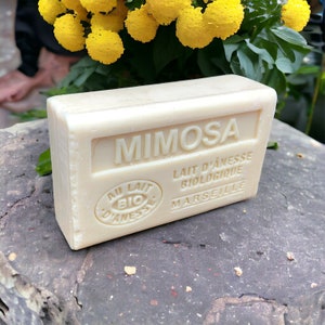 French Mimosa Artisanal bar soap Organic Donkey Milk Marseille France 125g (4.40oz)