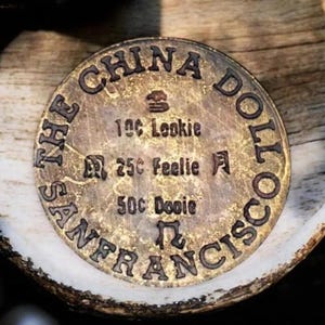 Cowboy The China Doll Brothel Saloon San Francisco TOKEN Solid brass