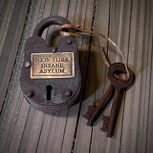 New York Insane Asylum Jail Lock with keys antique finish Americana Padlock
